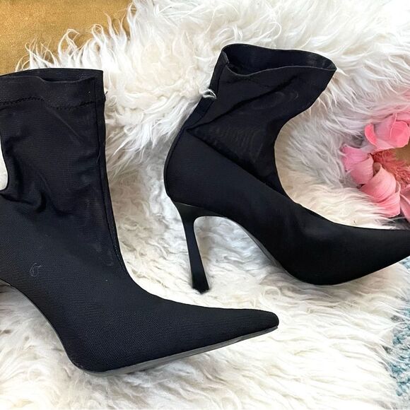 ZARA 
Black ankle boots mesh stiletto heels pointy toes 39 (8) - Picture 3 of 12